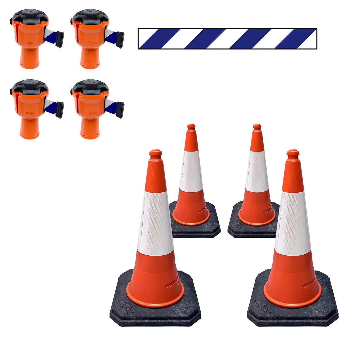 36m Cone-Top Retractable Safety Barrier Kit (KIT12) – Heavy-Duty Traffic & Crowd Control System