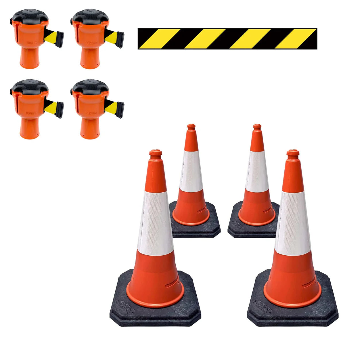 36m Cone-Top Retractable Safety Barrier Kit (KIT12) – Heavy-Duty Traffic & Crowd Control System