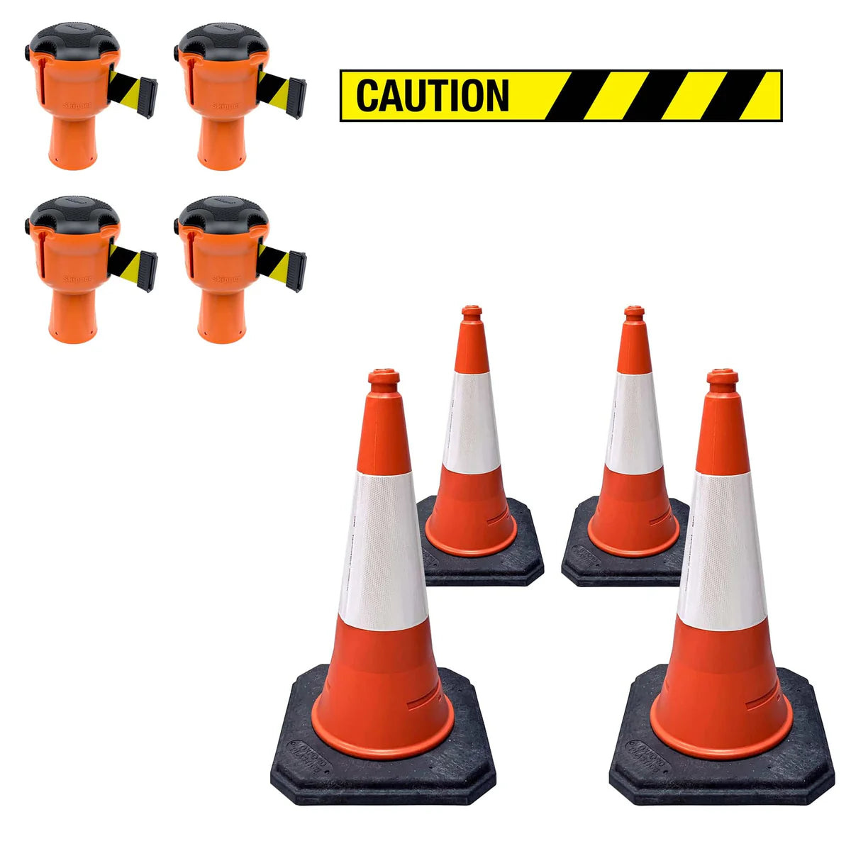 36m Cone-Top Retractable Safety Barrier Kit (KIT12) – Heavy-Duty Traffic & Crowd Control System