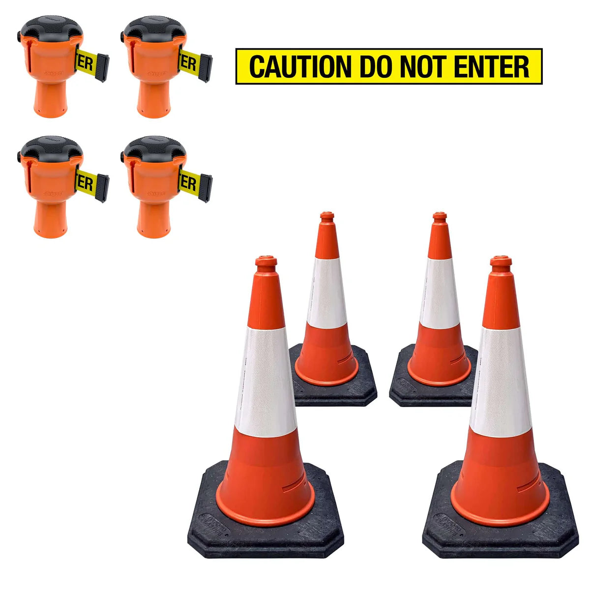 36m Cone-Top Retractable Safety Barrier Kit (KIT12) – Heavy-Duty Traffic & Crowd Control System
