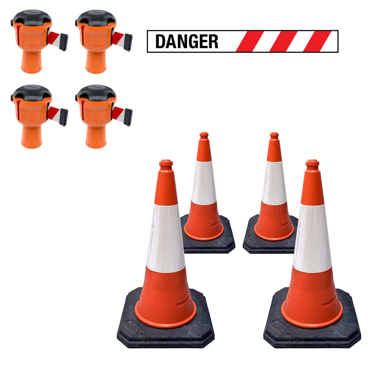 36m Cone-Top Retractable Safety Barrier Kit (KIT12) – Heavy-Duty Traffic & Crowd Control System