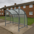 Stratford Cycle Shelter with End Panels – Galvanised Steel Frame & UV-Protected PETG Curved Roof (1m–5m)