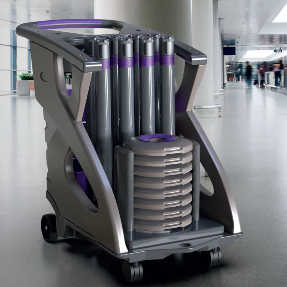 BarrierPlus Q Purple Unicart – Fully Equipped Multi-Purpose Trolley (Includes 8 Posts & 8 Bases)