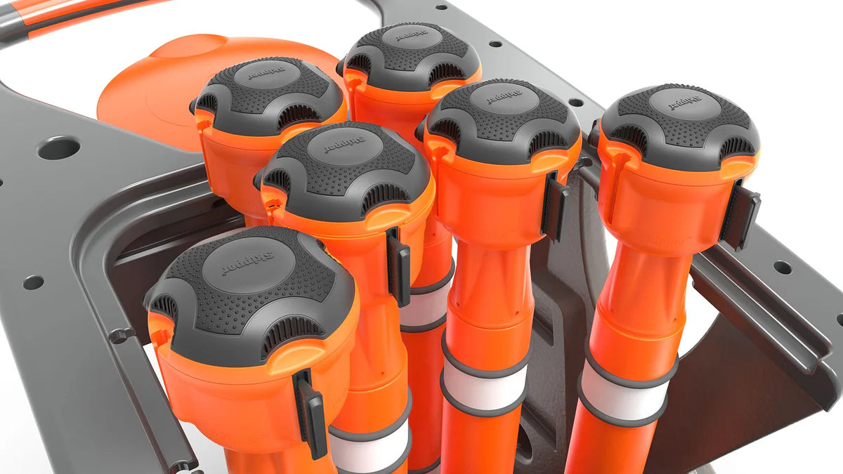 Safety Barrier System | BarrierPlus Orange Unicart – Fully Equipped Modular Multi-Purpose Trolley (6 Posts, Bases & Retractable Barriers)