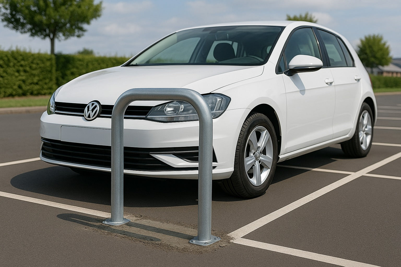 Heavy-Duty 90mm Hooped Barrier – Galvanised Steel for Car Park & Industrial Site Protection