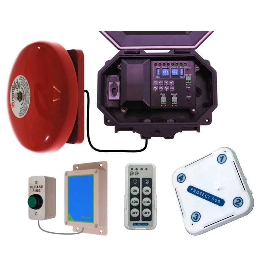 Wireless Commercial Bell Kit – Push Button, Loud Adjustable Bell & Extra Chime Receiver