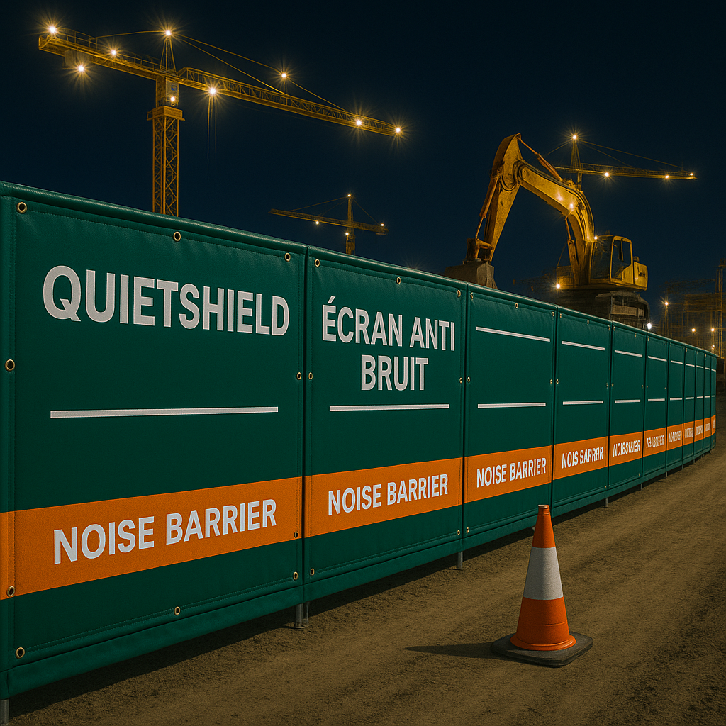 QuietShield Acoustic Barrier Panel – 1.2m × 2m | 43dB Noise Reduction | Fire, Water & UV Resistant | Lightweight & Reusable