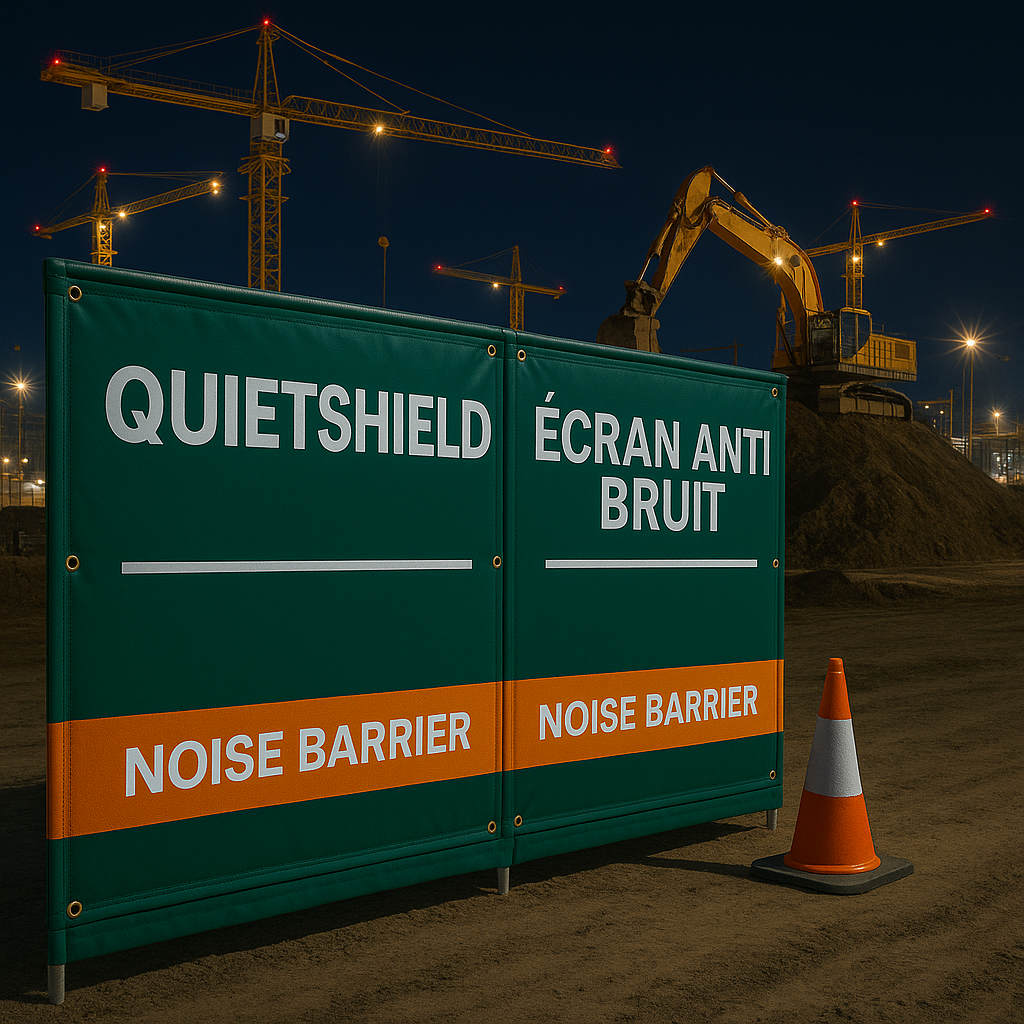 QuietShield Acoustic Barrier Panel – 1.2m × 2m | 43dB Noise Reduction | Fire, Water & UV Resistant | Lightweight & Reusable