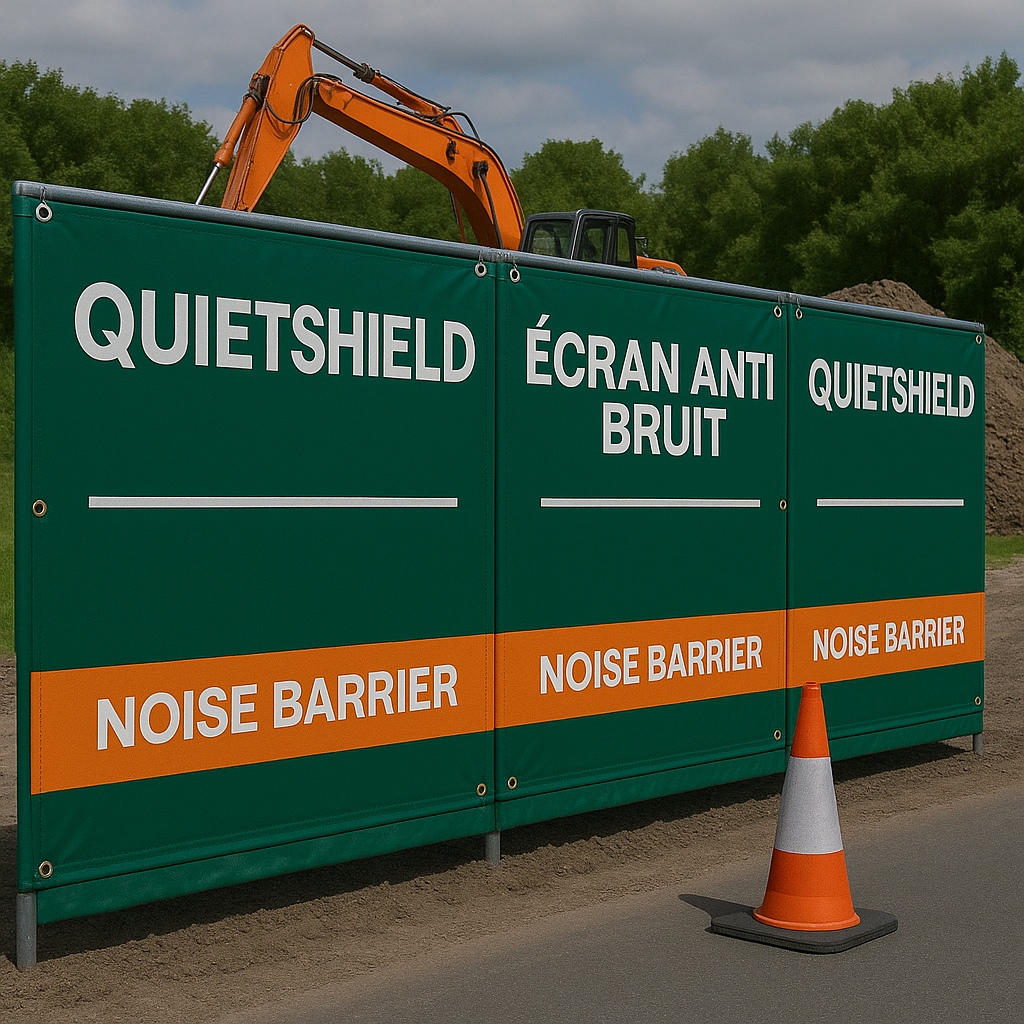 QuietShield Acoustic Barrier Panel – 1.2m × 2m | 43dB Noise Reduction | Fire, Water & UV Resistant | Lightweight & Reusable