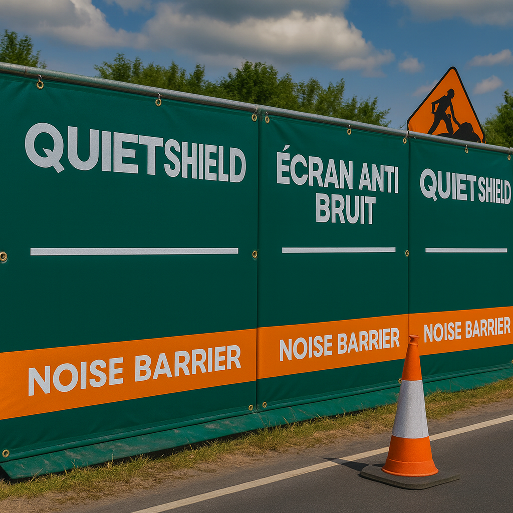 QuietShield Acoustic Barrier Panel – 1.2m × 2m | 43dB Noise Reduction | Fire, Water & UV Resistant | Lightweight & Reusable