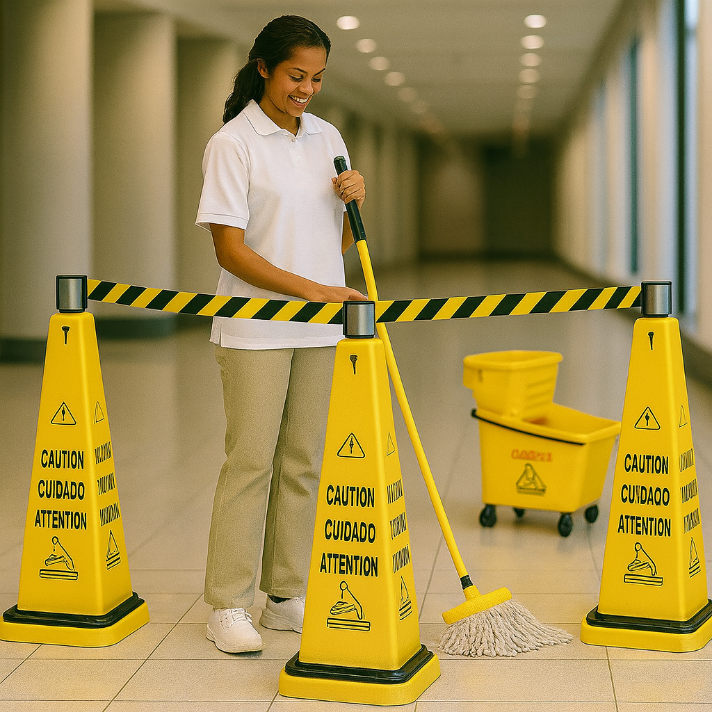 Rubbermaid Portable Barricade “Caution” Safety Cone System – Compact, Modular Traffic & Hazard Control (101 cm × 32 cm × 32 cm)