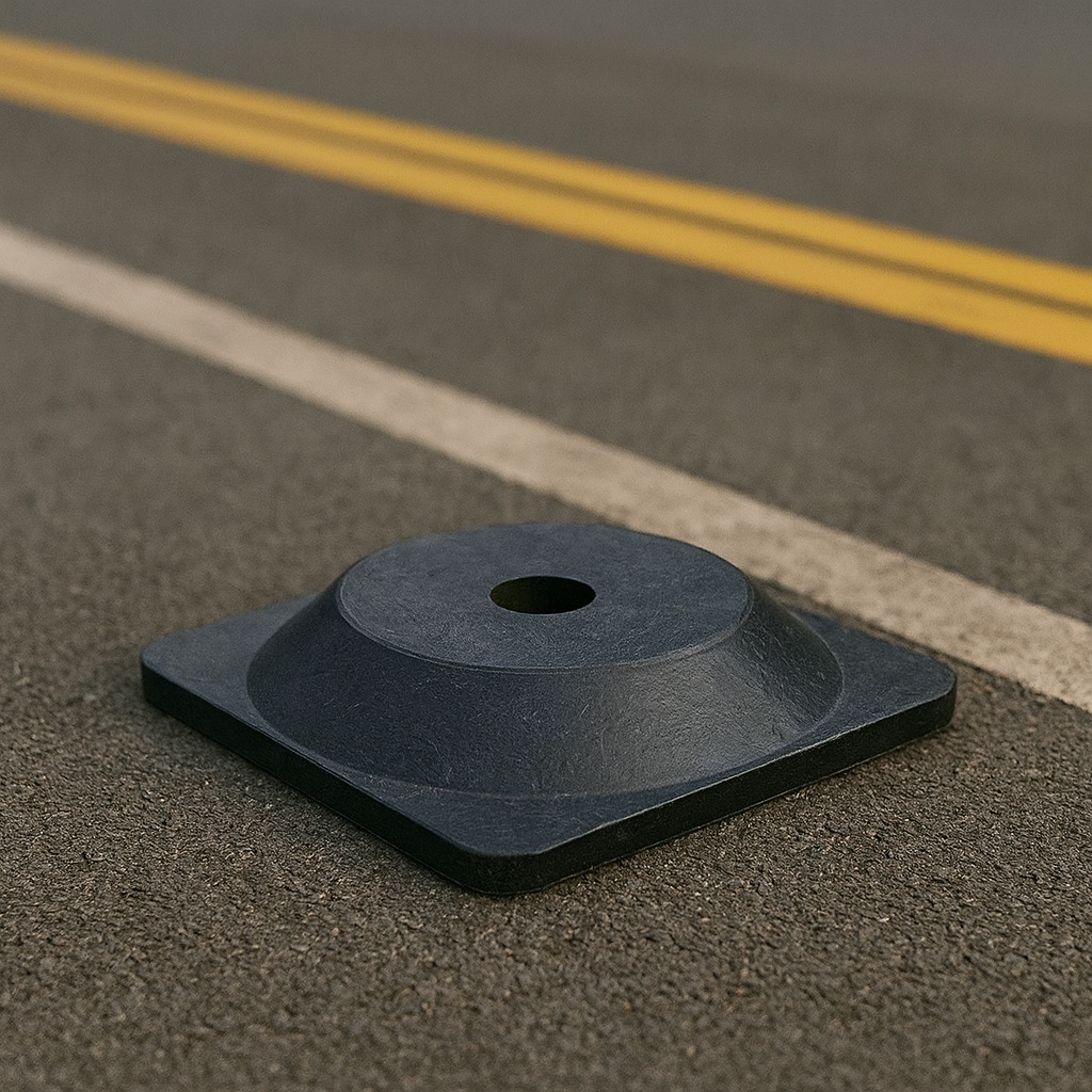 High-Visibility Red & White Chain Post with Heavy-Duty Recycled Rubber Base – Stable, Portable Safety & Queue Barrier
