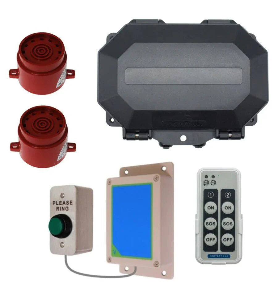Wireless Commercial Siren Kit with Heavy-Duty Push Button & 2 Adjustable Sirens