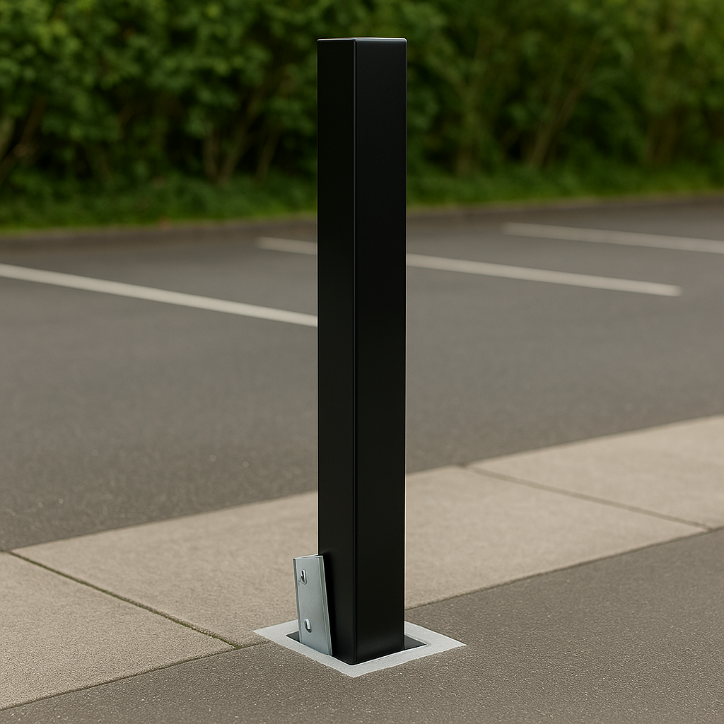 Heavy-Duty Black Removable Security Post with 2 Ground Bases