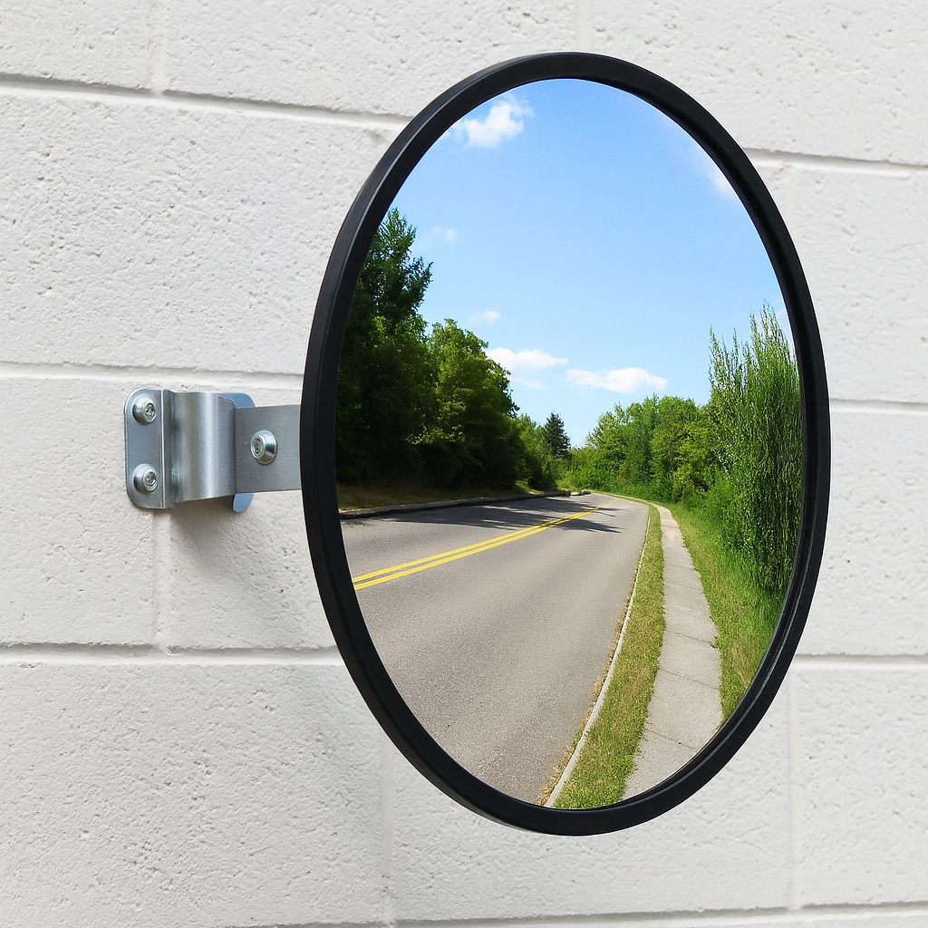 Weatherproof Indoor & Outdoor Convex Traffic Mirror with Adjustable Holder – Enhanced Safety & Visibility