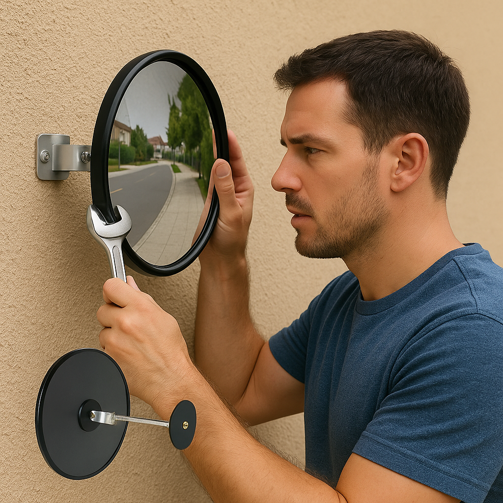 Weatherproof Indoor & Outdoor Convex Traffic Mirror with Adjustable Holder – Enhanced Safety & Visibility
