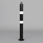 Heavy-Duty 76mm Black & White Steel Bolt-Down Bollard – High-Visibility Safety Post for Parking & Traffic Control