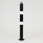 Heavy-Duty 76mm Black & White Steel Bolt-Down Bollard – High-Visibility Safety Post for Parking & Traffic Control