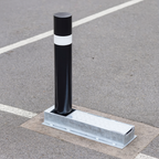 Fold Away (Coffin) Black Bollard Post with Reflective White Band