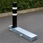 Fold Away (Coffin) Black Bollard Post with Reflective White Band