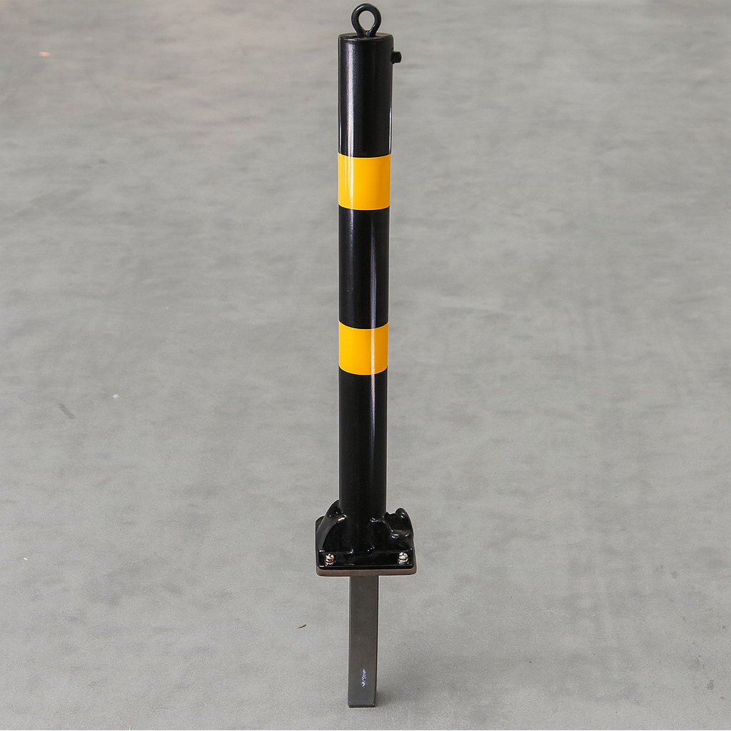 Black & Yellow Fold Down Parking Post with Ground Spigot