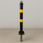Black & Yellow Fold Down Parking Post with Ground Spigot