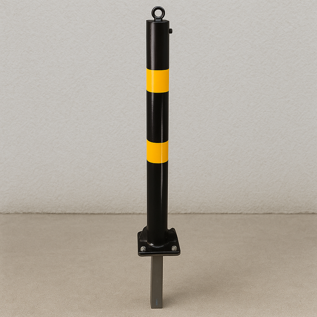 Black & Yellow Fold Down Parking Post with Ground Spigot