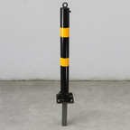 Black & Yellow Fold Down Parking Post with Ground Spigot