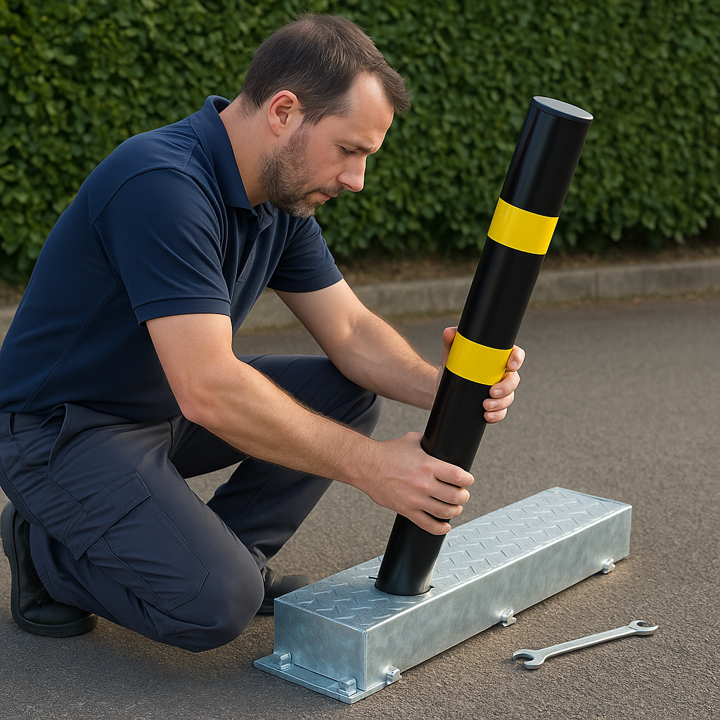 Fold Away (Coffin) Parking Post – Black & Yellow