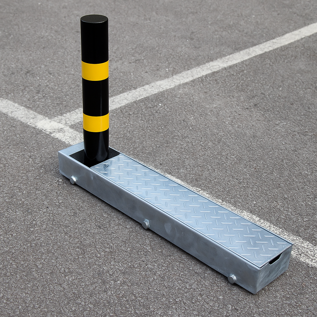 Fold Away (Coffin) Parking Post – Black & Yellow