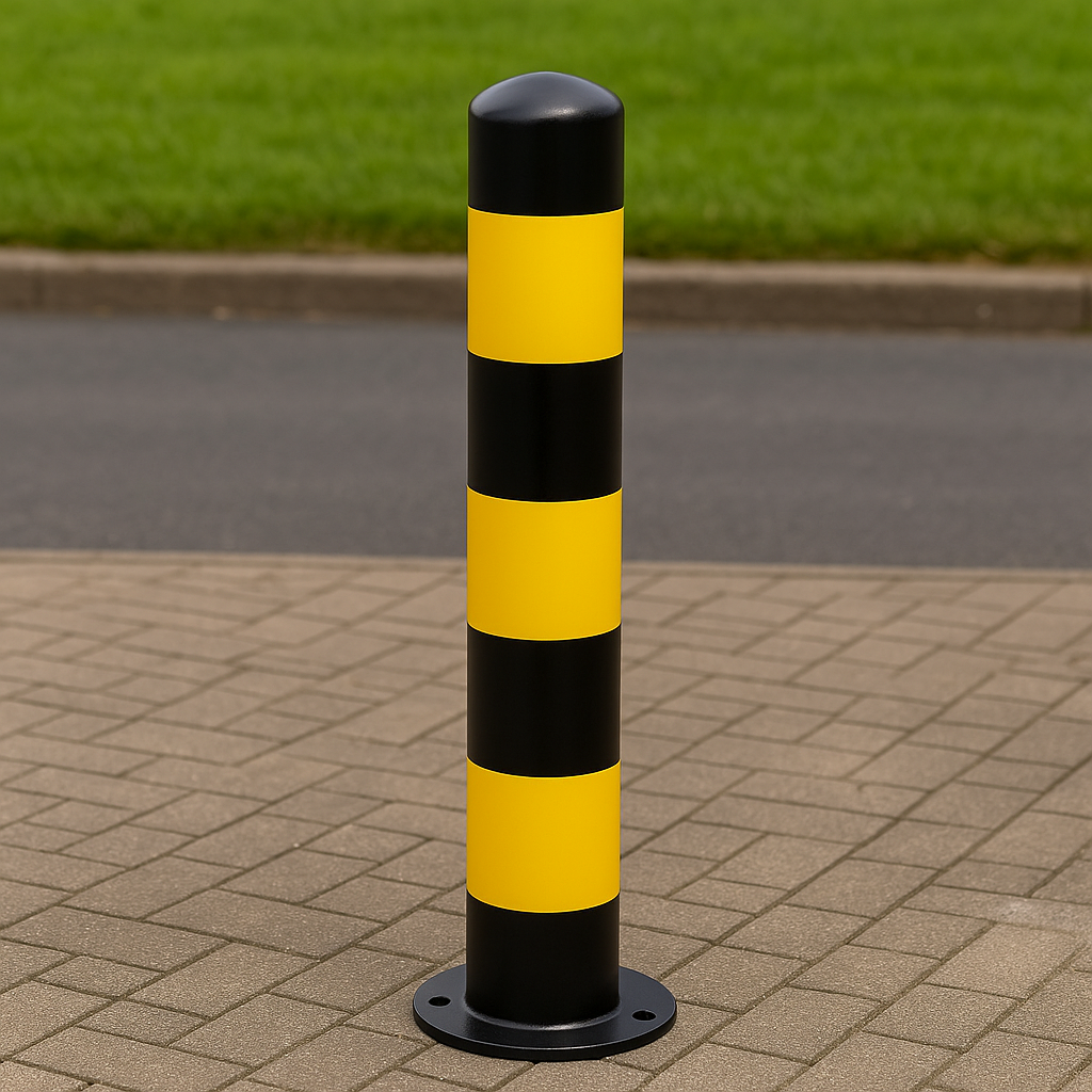 1500mm High-Visibility Safety Bollard – Black & Yellow Impact Protection Post (114mm–219mm Diameter)