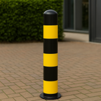 1500mm High-Visibility Safety Bollard – Black & Yellow Impact Protection Post (114mm–219mm Diameter)