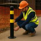 900mm High-Visibility Black & Yellow Steel Bollard – 60mm–193mm Diameter | Durable Traffic & Parking Safety Post