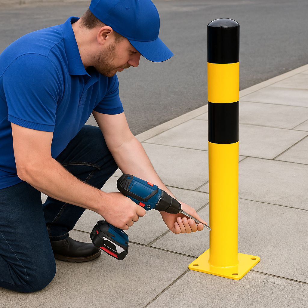 Black Bull Heavy-Duty Bollard Type L – 1200mm Steel Surface-Fix Safety Post for Impact Protection