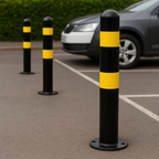 900mm High-Visibility Black & Yellow Steel Bollard – 60mm–193mm Diameter | Durable Traffic & Parking Safety Post
