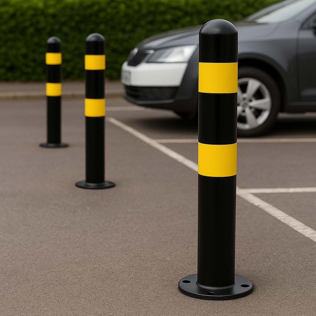 High-Visibility Safety Bollard – 1000mm Above Ground – Black & Yellow | 60–219mm Diameter Options