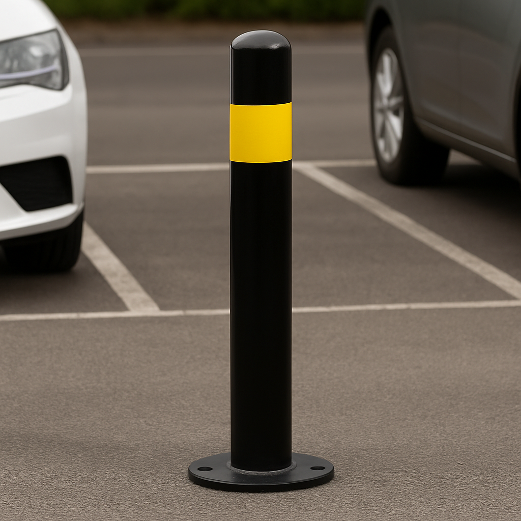 High-Visibility Safety Bollard – 1000mm Above Ground – Black & Yellow | 60–219mm Diameter Options