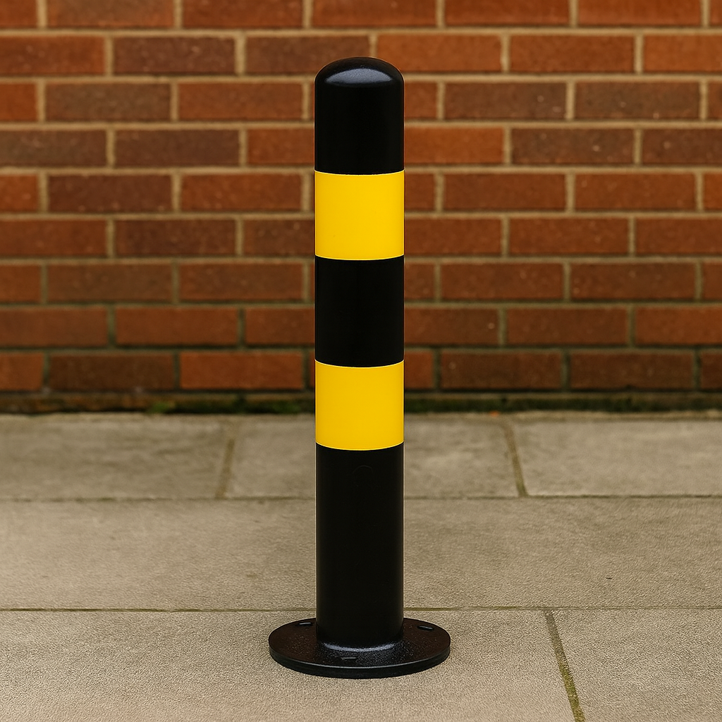 High-Visibility Safety Bollard – 1000mm Above Ground – Black & Yellow | 60–219mm Diameter Options