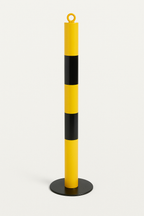 2 × 76mm Fold-Down Yellow Parking Posts with Plastic Chain Kit – Complete Parking Barrier Solution