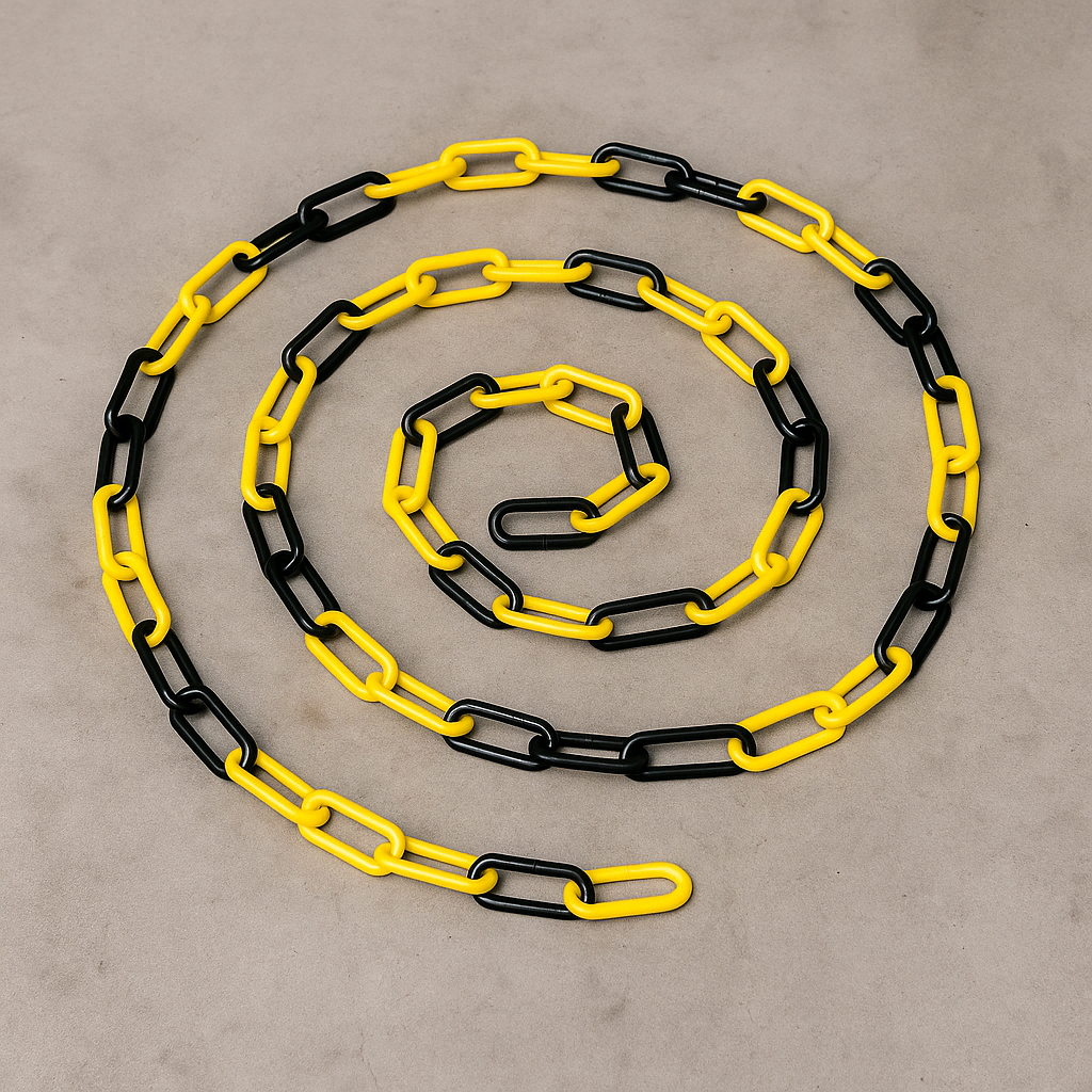 Yellow & Black Plastic Chain Link – Sold by the Metre