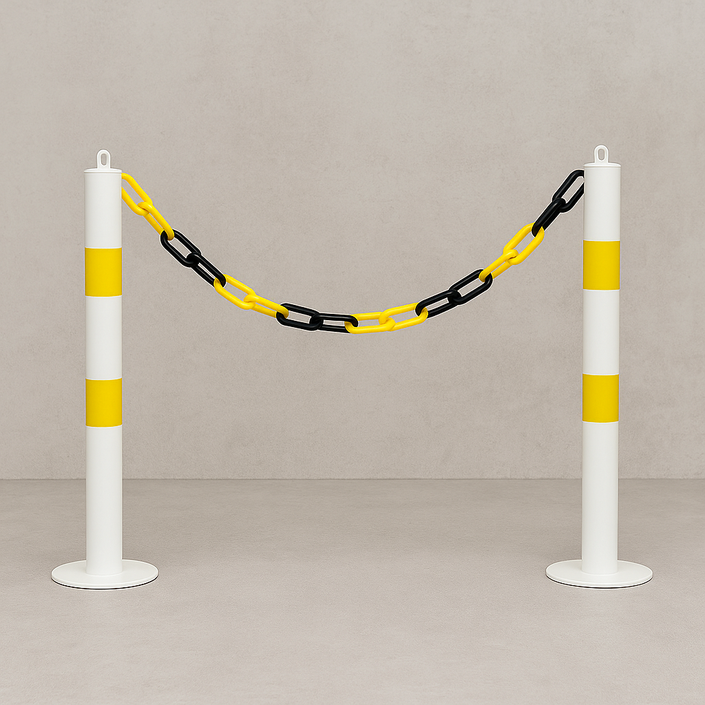 Yellow & Black Plastic Chain Link – Sold by the Metre