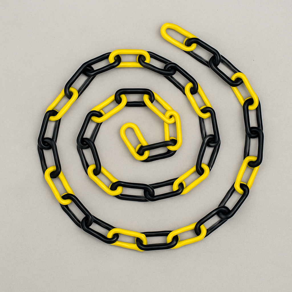 2 × 76mm Fold-Down Yellow Parking Posts with Plastic Chain Kit – Complete Parking Barrier Solution