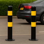 900mm High-Visibility Black & Yellow Steel Bollard – 60mm–193mm Diameter | Durable Traffic & Parking Safety Post