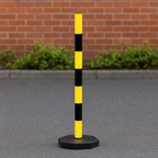 Compact Black & Yellow Safety Post with Octagonal Base – Lightweight, Stable & High-Visibility