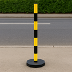 Compact Black & Yellow Safety Post with Octagonal Base – Lightweight, Stable & High-Visibility