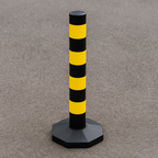 Compact Black & Yellow Safety Post with Octagonal Base – Lightweight, Stable & High-Visibility