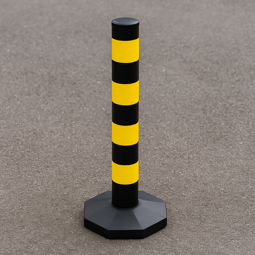 Compact Black & Yellow Safety Post with Octagonal Base – Lightweight, Stable & High-Visibility