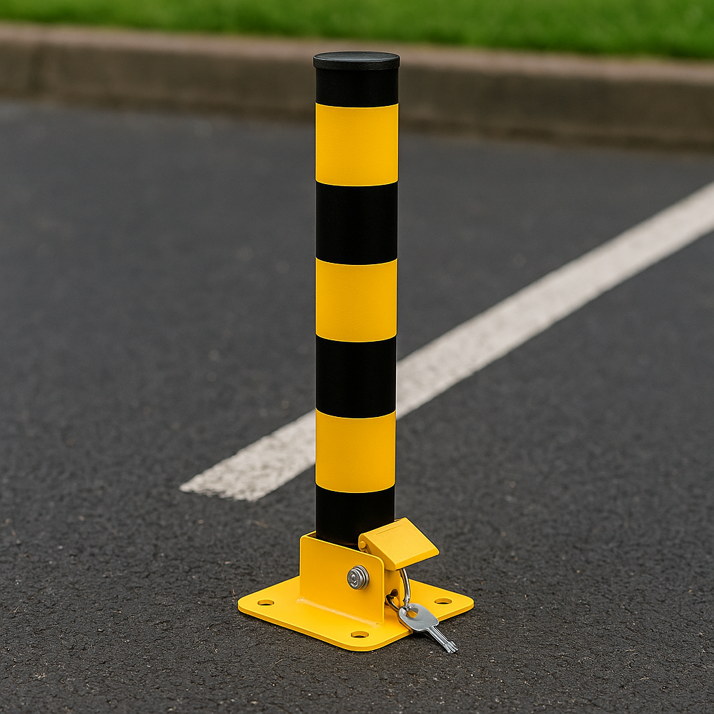 Secure & Space-Saving Fold-Down Parking Post with Spigot Base – Buried Installation