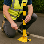 Secure & Space-Saving Fold-Down Parking Post with Spigot Base – Buried Installation