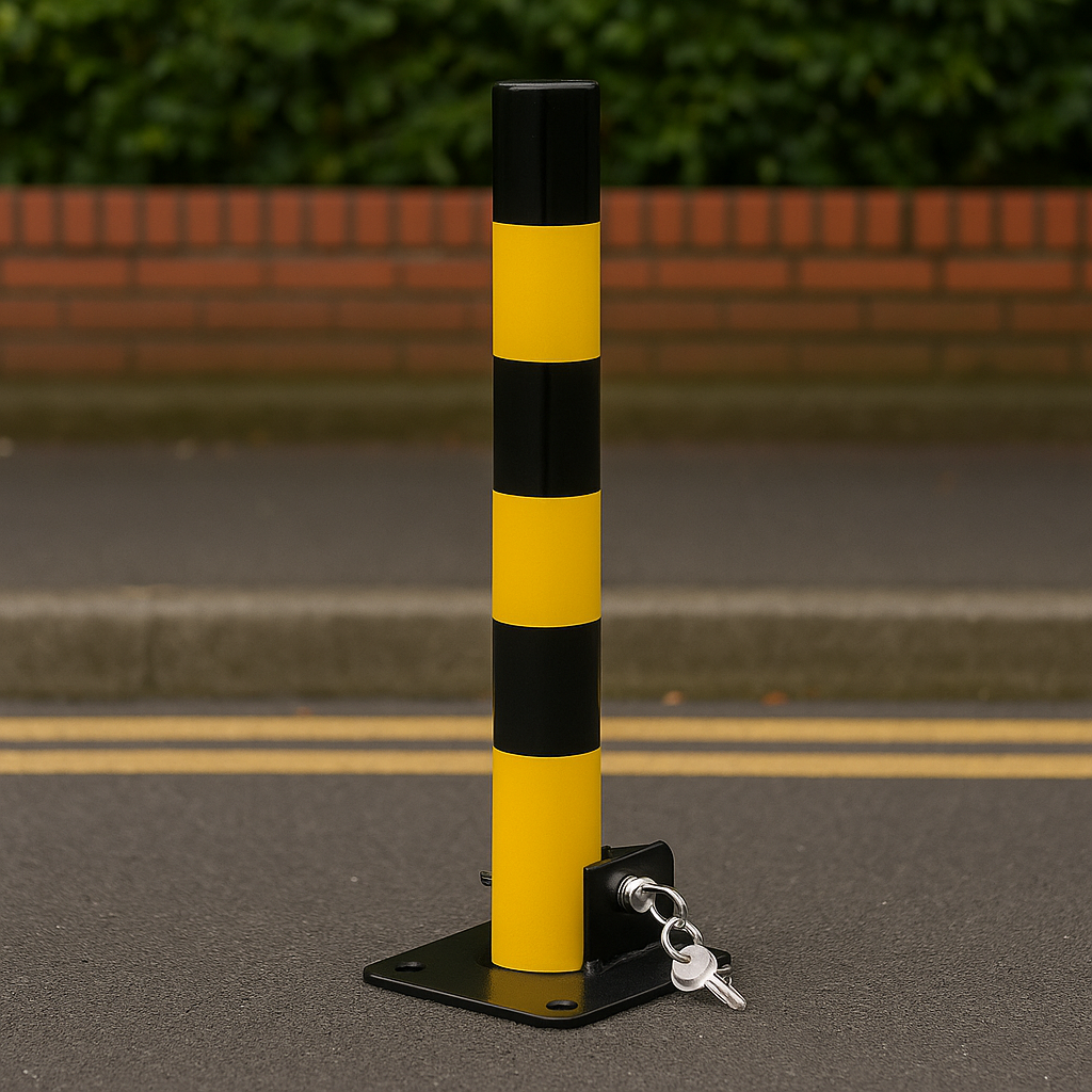 Secure & Space-Saving Fold-Down Parking Post with Spigot Base – Buried Installation